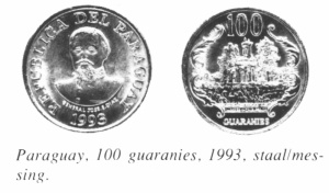 Gelaagde metalen paraguay 100 guaranies 1993.jpg
