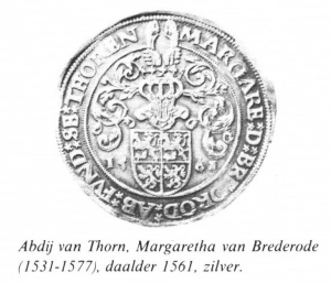 Brederode Thorn abdis Margaretha van Brederode daalder 1561.jpg
