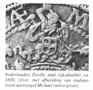 Zwolle stadspatroon michael op rijksdaalder ca 1600.jpg