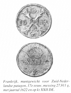Frankrijk muntgewicht patagon 1622.jpg