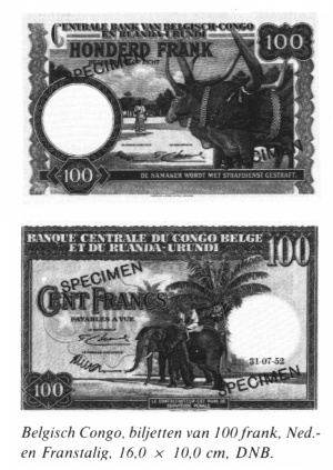 Centrale bank van belgisch congo 100 frank.jpg