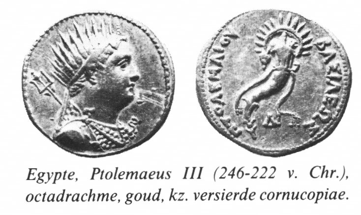 Bestand:Hoorn des overvloeds ptolemaeus III octadrachme.jpg