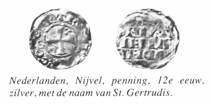 Bestand:Gertrudis nijvel penning 12e eeuw.jpg