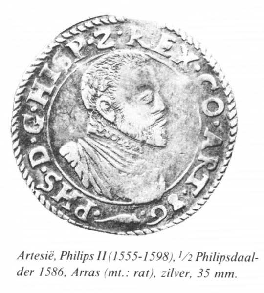 Bestand:Philips II artois halve phs daalder 1586 mt rat.jpg