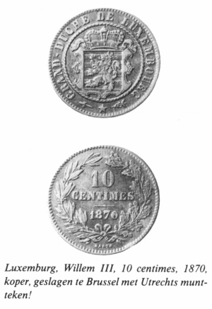 Utrecht luxemburg 10 ct 1870 gesl Brussel met utr muntteken.jpg