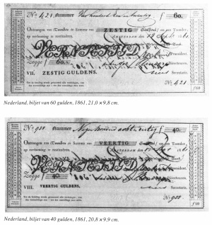 Coupure biljetten van 40 en 60 gld 1861.jpg