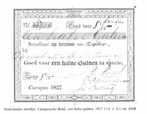Muziekschrift curacaosche bank halve gulden 1827.jpg