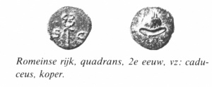 Romeinse muntwezen quadrans met caduceus.jpg